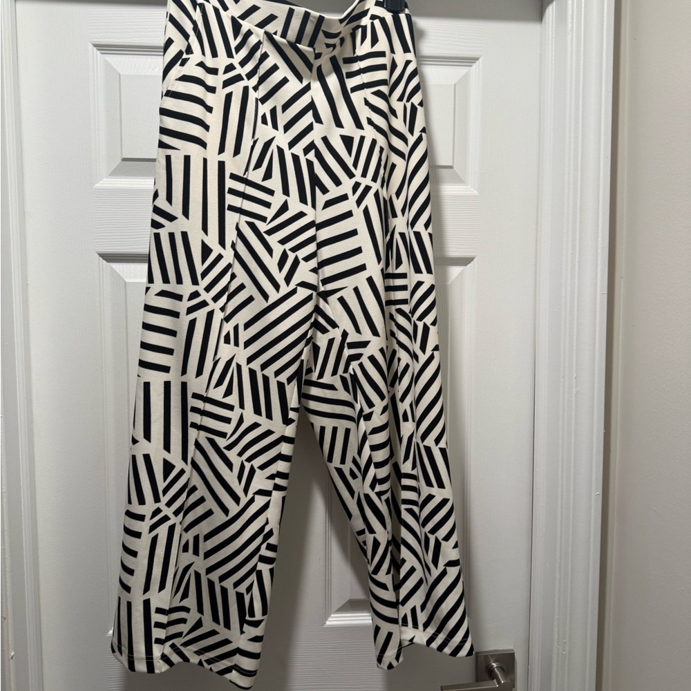 Nordstrom Monochrome Geometric Cropped Pants